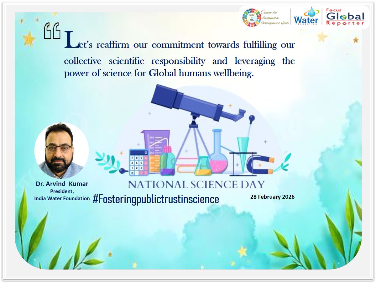 IndiaWaterFoun1's tweet photo. #NationalScienceDay2026 #Science #Technology #NCSTC #CVRaman #RamanEffect #Innovation #Water #Sanitation #ActnowforFuture #g20indiapresidency #SDGs @IndiaDST https://t.co/D6UPJYQfDB