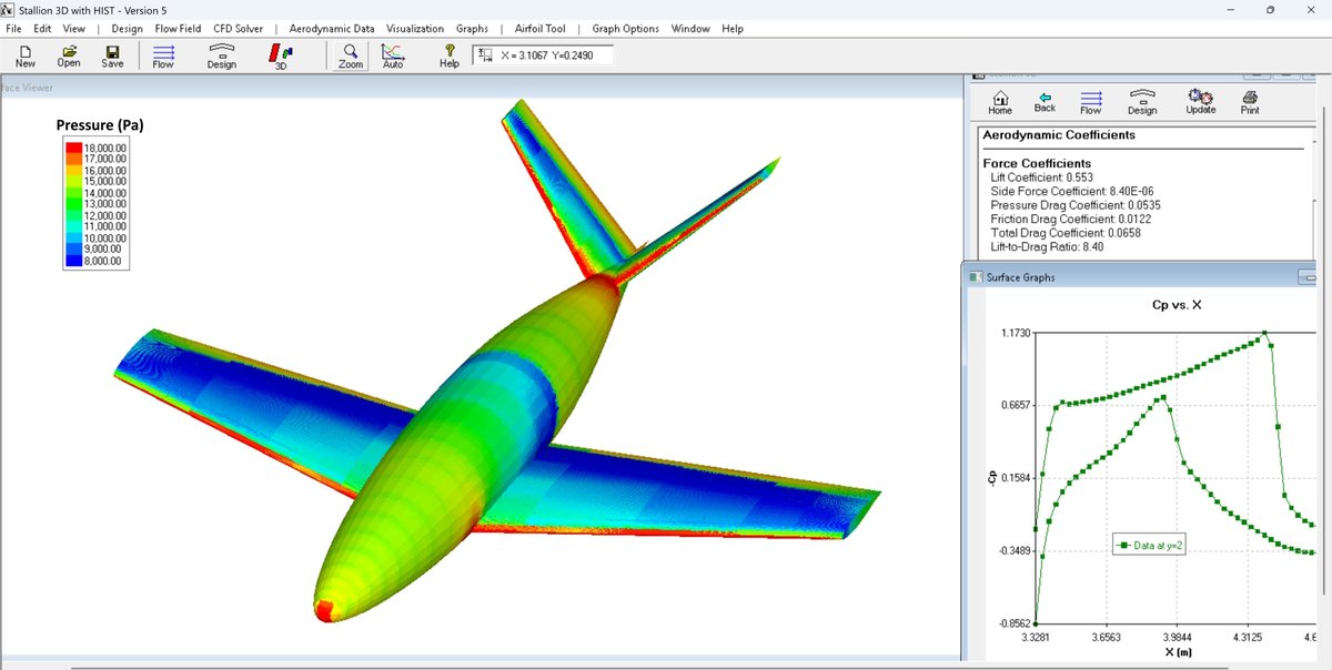 pat_hanley's tweet photo. Stallion 3D Built-in Geometry #SimulationFriday 📐
1. Fuselage using body of revolution with NACA 66-012
2. Wing created with RAE 2822 airfoil
3. Tailplane is NACA 0006
4. Conditions at 45,000 ft and Mach 0.850
Learn more ➡️ https://t.co/VX7RIBdE9i
Key words: Aerodynamics CFD Transonic UAV Concept