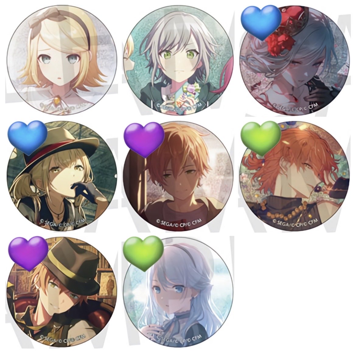 交換】プロセカ グリッター缶バッジ グリ缶 51 B 52 C 譲：レン 咲希