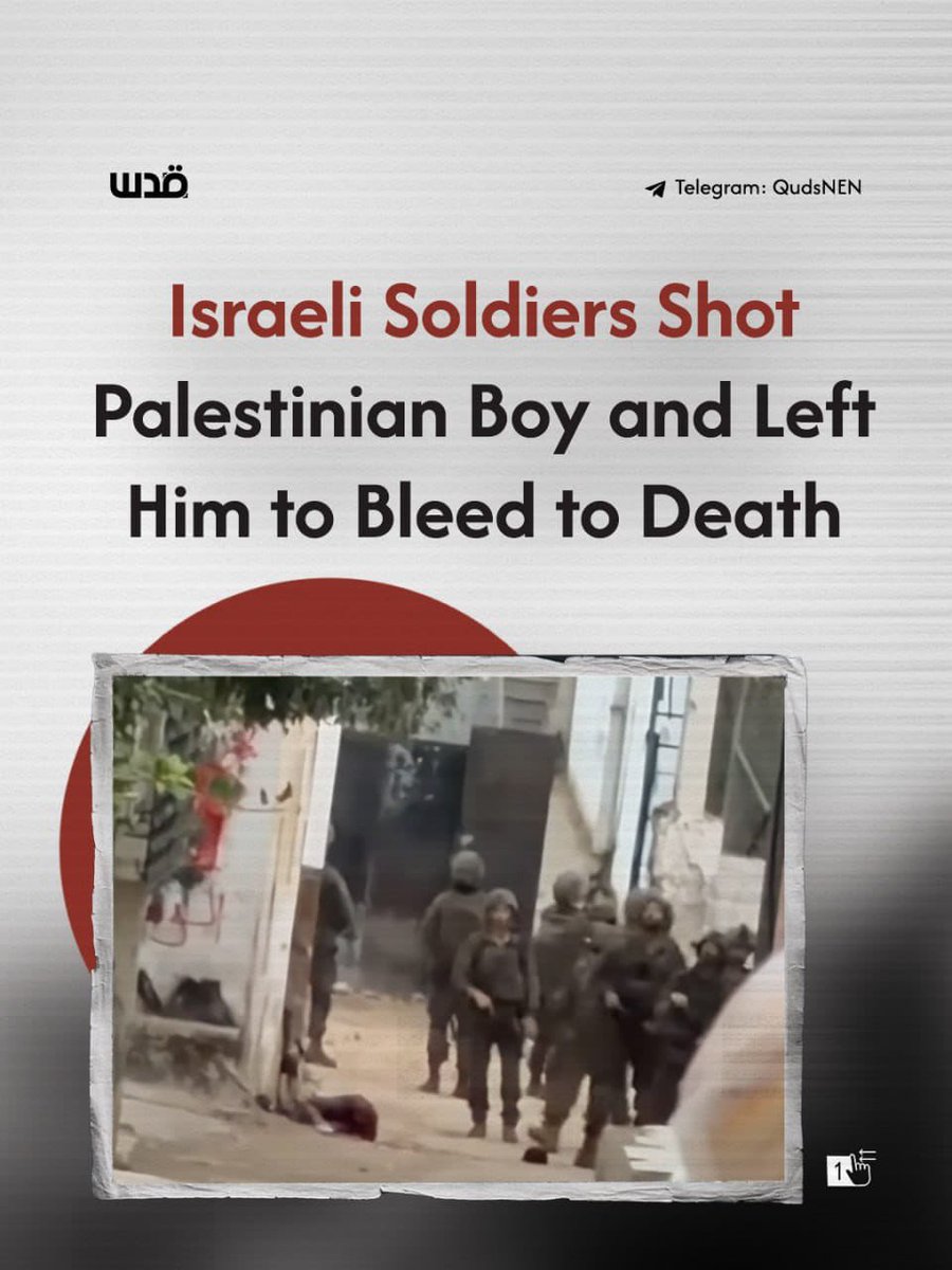 sahabatalaqsha's tweet photo. Rekaman BBC mengungkap bahwa seorang anak Palestina berusia 14 tahun, Jad Jadallah, ditembak dari jarak dekat oleh serdadu "Israel" selama penggerebekan di kamp Al-Far'a pada bulan November 2025.

@QudsNen
@sahabatalaqsha https://t.co/5IMYOZeSyF