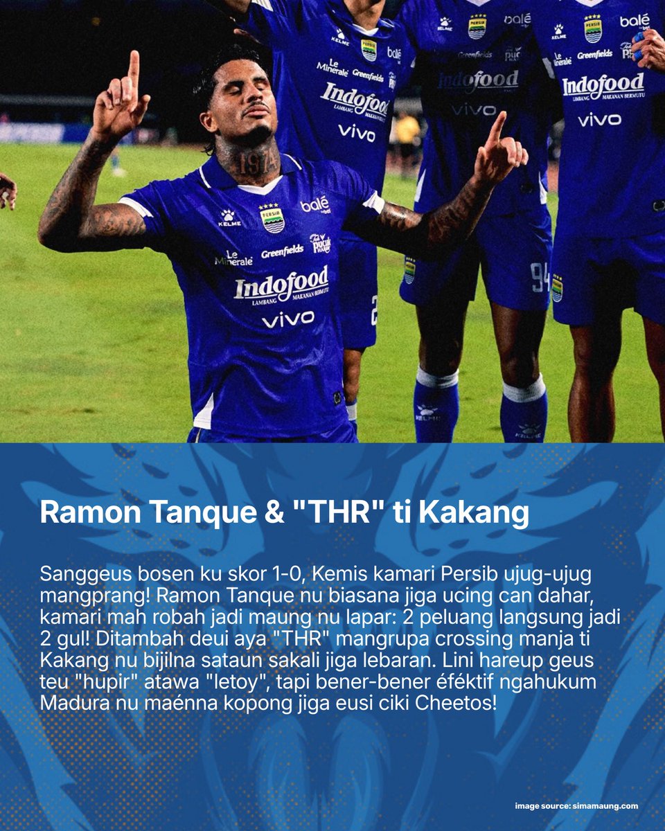 stdnsiliwangi's tweet photo. BUKAN SULAP BUKAN SIHIR! 🦁🔥
Persib ngamuk 5-0 ka Madura! Efek tahu gejrot Pak Bojan nyieun Ramon gacor & Kakang méré asis manja. Lini tengah cair pisan, Pucuk beuki tiis, Sib! 🧊
BACA ANALISIS LENGKEPNA DI KARYAKARSA!
➡️ https://t.co/VRTcM0Mp26
#stdsiliwangi #Persib https://t.co/dbuOJys17W