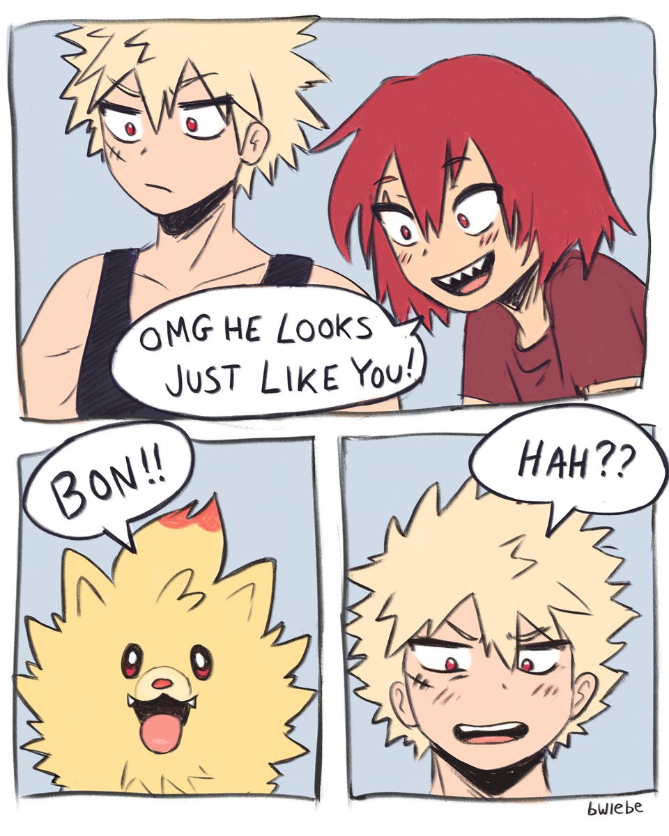 _bwiebe's tweet image. kirishima noticed a resemblance~

#kiribaku #pombon #bakugo