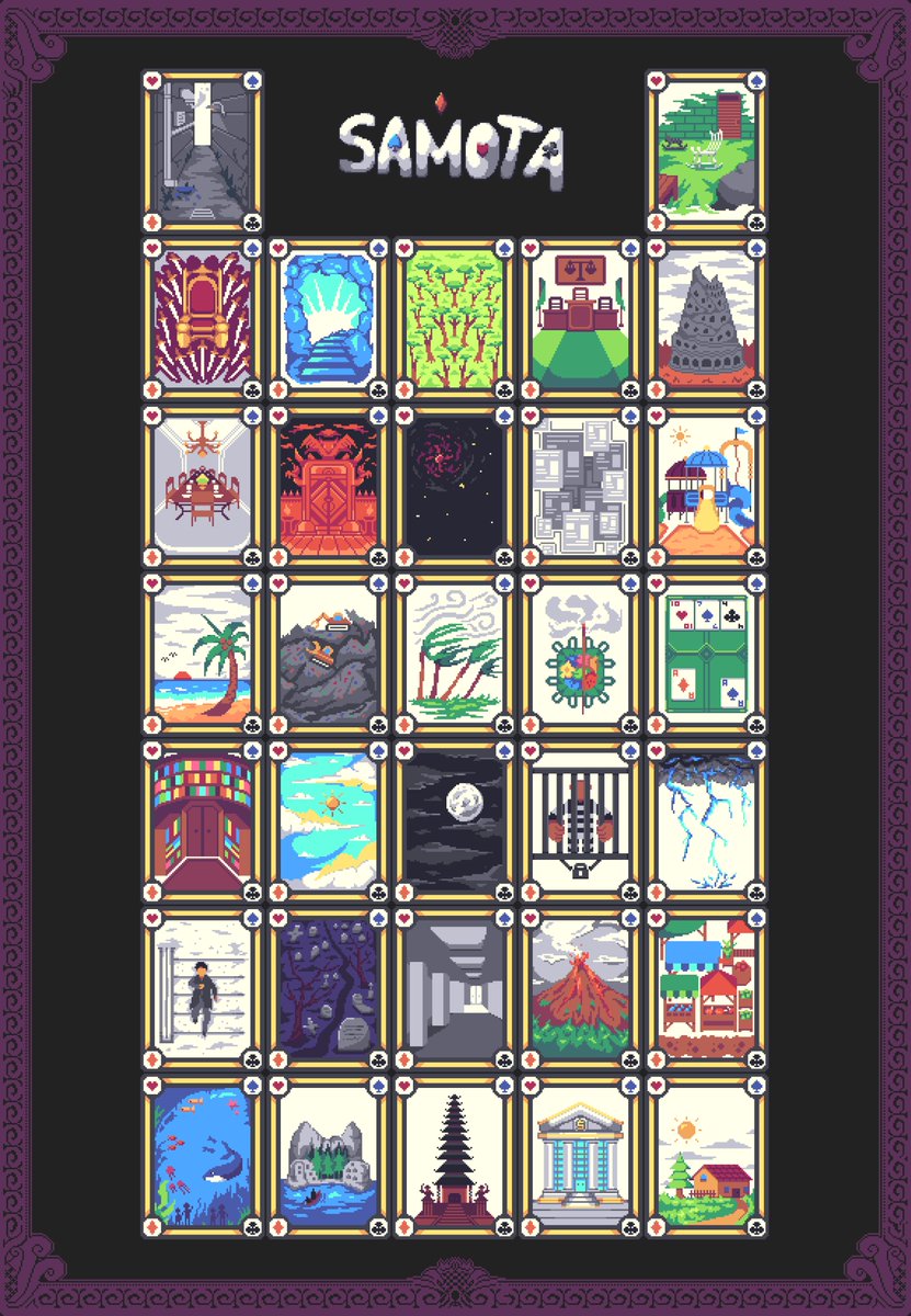 Designing covers for SAMOTA is one of my favorite parts of development.

Every cover has power.
Also every cover takes way longer than I expect 😂

 Wishlist SAMOTA on Steam
store.steampowered.com/app/4210350/Sa… 
#Samota #IndieGame #IndieDev #PixelArt #Deckbuilder #GameDevLife #SteamWishlist