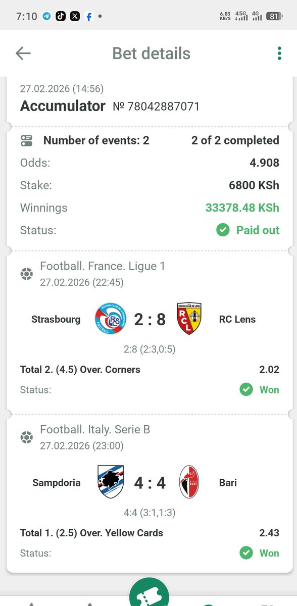 Wooon successfully ♻️💵mates. 
Jod one 33k innit. Congratulations to all who placed the bet. 

Join greenbet ♻️🙏🏾💵cooking another one ✊✊. 
Click👉  shorturl.at/uUtFi
Promo code👉 Purita 

Have your account ready and funded ♻️📌📌✅.