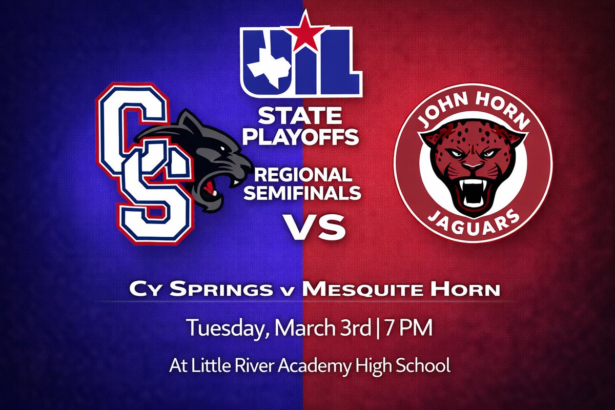 #UILStatePlayoffs

<a href="/cysprings_hoops/">Cy-Springs Boys Basketball</a> v <a href="/HornBasketball/">Horn Boys Basketball</a>