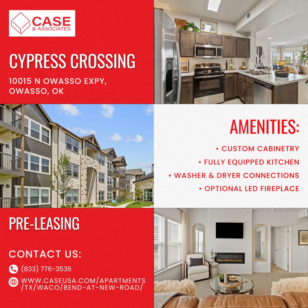 Cypress Crossing is now pre-leasing, bringing thoughtfully designed living to your next chapter ✨🏡

Inside each home, you’ll find custom cabinetry, washer and dryer connections, and fully equipped kitchens built for everyday ease. Select layouts even feature an optional LED...