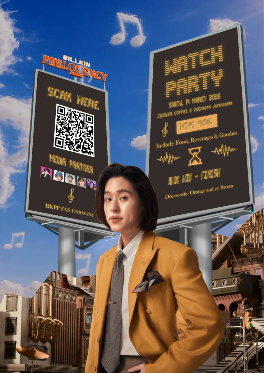 Nobar "Billkin Feelquency Concert" + BukBer Beside &amp; Penguin by <a href="/BKPPFanUnionINA/">BKPP FAN UNION INA</a>🧡

🗓 Saturday, 14-03-2026
⏰️ 18:00 - end
📌 Cozwin Coffee &amp; Ice cream, Jatinegara (VIP Room)
👚 Orange/Brown

RSVP : bit.ly/NobarBillkinFe…

⭐️Non-Profit Event
⭐️Limited Slot
#BILLKIN_FEELQUENCY