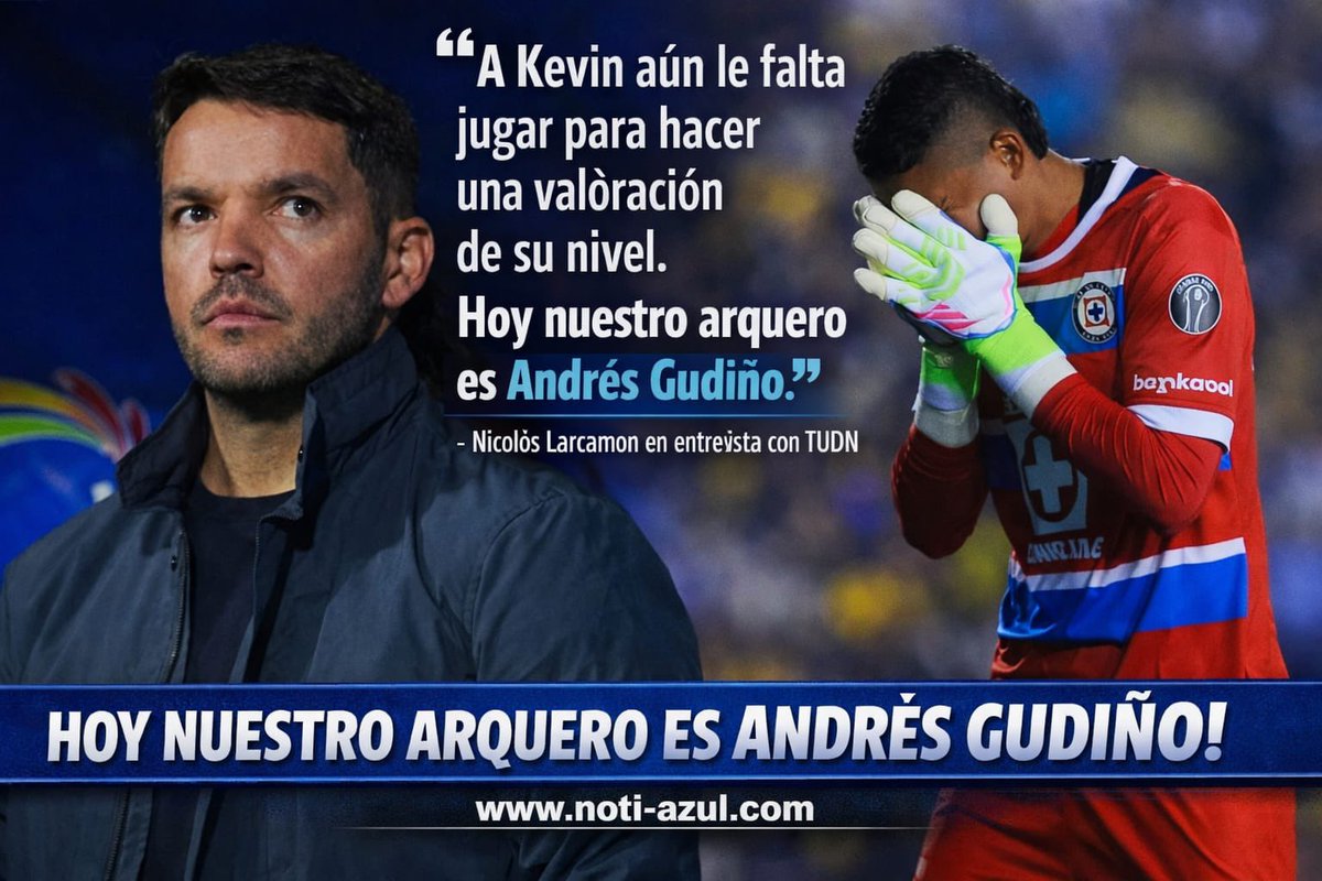 AZULDeCorazon14's tweet image. 🗣️ Nicolás Larcamón en entrevista con TUDN:

“A Kevin aún le falta jugar para hacer una valoración de su nivel.
Hoy nuestro arquero es Andrés Gudiño”.

🧤 Mensaje claro desde el cuerpo técnico.
💙 Confianza total en el presente.

⭐️ #CruzAzul
🔵 #LaMáquina
🧠 #Larcamón
🧤 #Gudiño