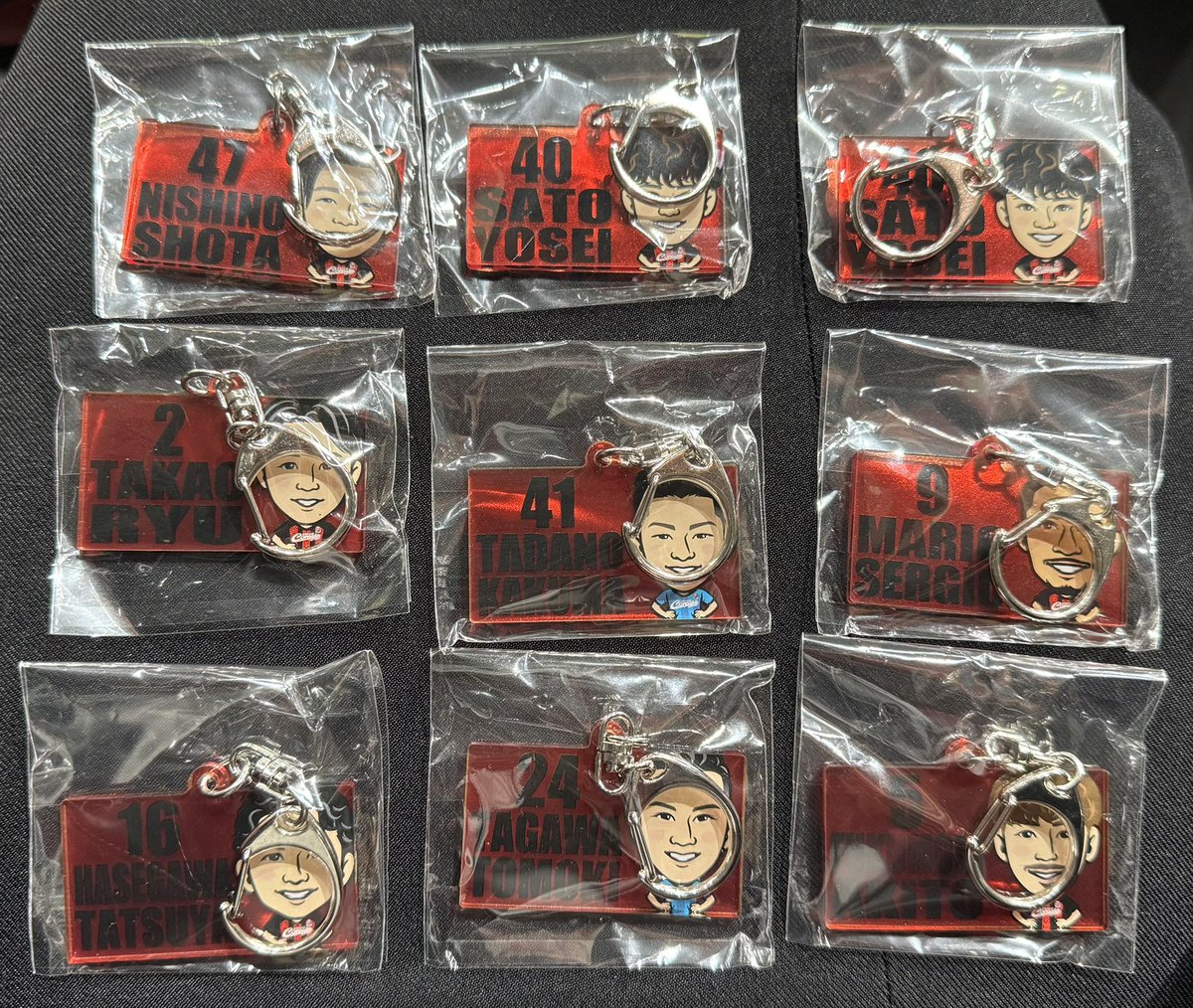 CONSABASEガチャ 譲: アクリルキーホルダー 2高尾、5福森、9マリオ、16