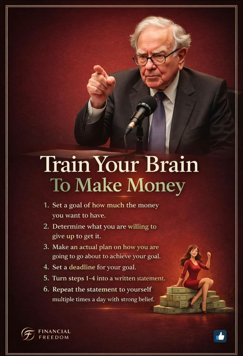 CindySigal50395's tweet photo. 🎯 MindMastery #BrainSET #BrainSHIFT #Money Affirmations 4 Financial Freedom🎗️
🧠 Psychology - 80% MindSET +20% skillsSET= Success
🧬 NeuroScience - the Brian is a pliable muscle, train it with Empowering thoughts "I Am creating new wealth opportunities" - Repeat=Beliefs +Do it https://t.co/fTv62d3lS6