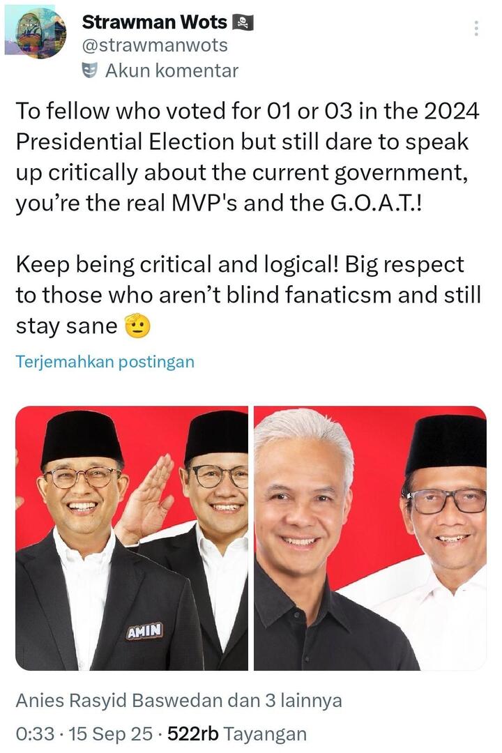 Ada yang merasa lega atau makin yakin nggak dengan pilihan kalian di pemilu lalu setelah melihat berbagai dinamika kondisi saat ini? Just asking, enggak niat bikin keributan cuma pengen sharing aja 💚