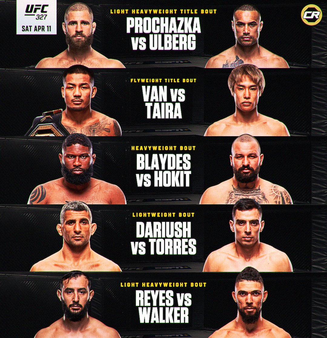 ChampRDS's tweet photo. UFC 327 is looking STACKED 🔥 https://t.co/Xa8N7bUQaw
