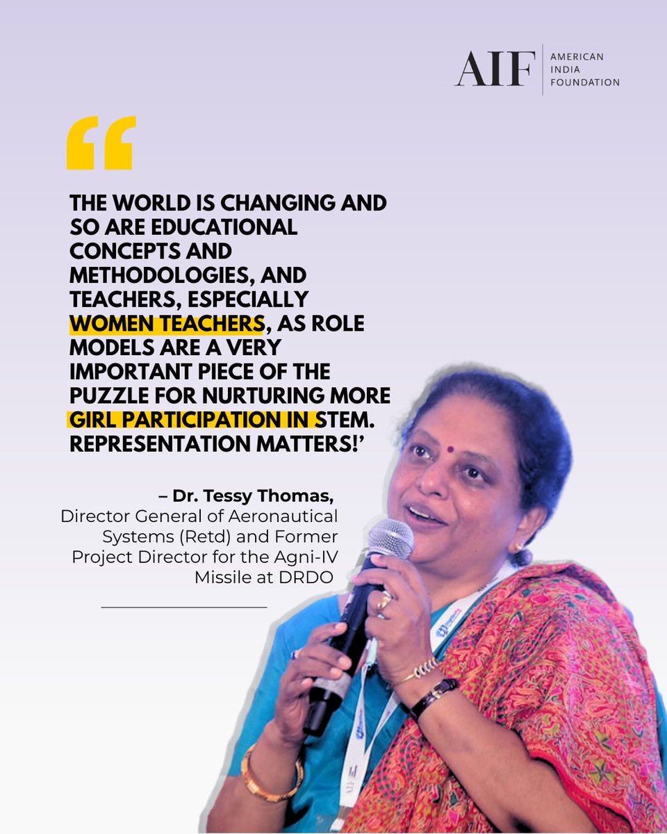 AIFoundation's tweet photo. On National Science Day, @AIF's #Digiquity #TessyThomas highlighting how women leaders inspire and normalize ambition in STEM education for Girls. #ScienceDay #DRDO #STEMFORALL https://t.co/OzmeT927xB