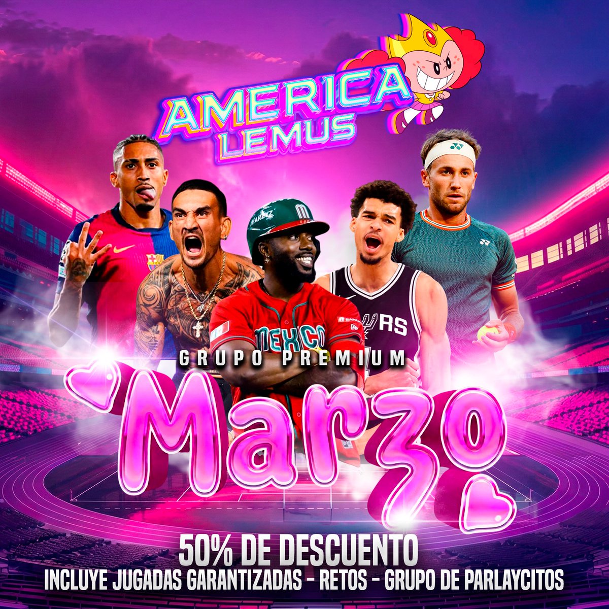 Americapickss's tweet photo. GRUPRO PREMIUM MARZO AL 50% DE DESCUENTO 😍

¿Qué te incluye? 

💎 TODAS LAS GARANTIZADAS

🪜 RETOS ESCALERA 

📈GRUPO DE PARLAYCITOS 

MÁNDAME DM PARA DARTE TODA LA INFORMACIÓN 🙌🏻

Y obvio… Regalaré 2 lugares entre los Likes &amp; RT ❤️🔄 https://t.co/54THIPkS53