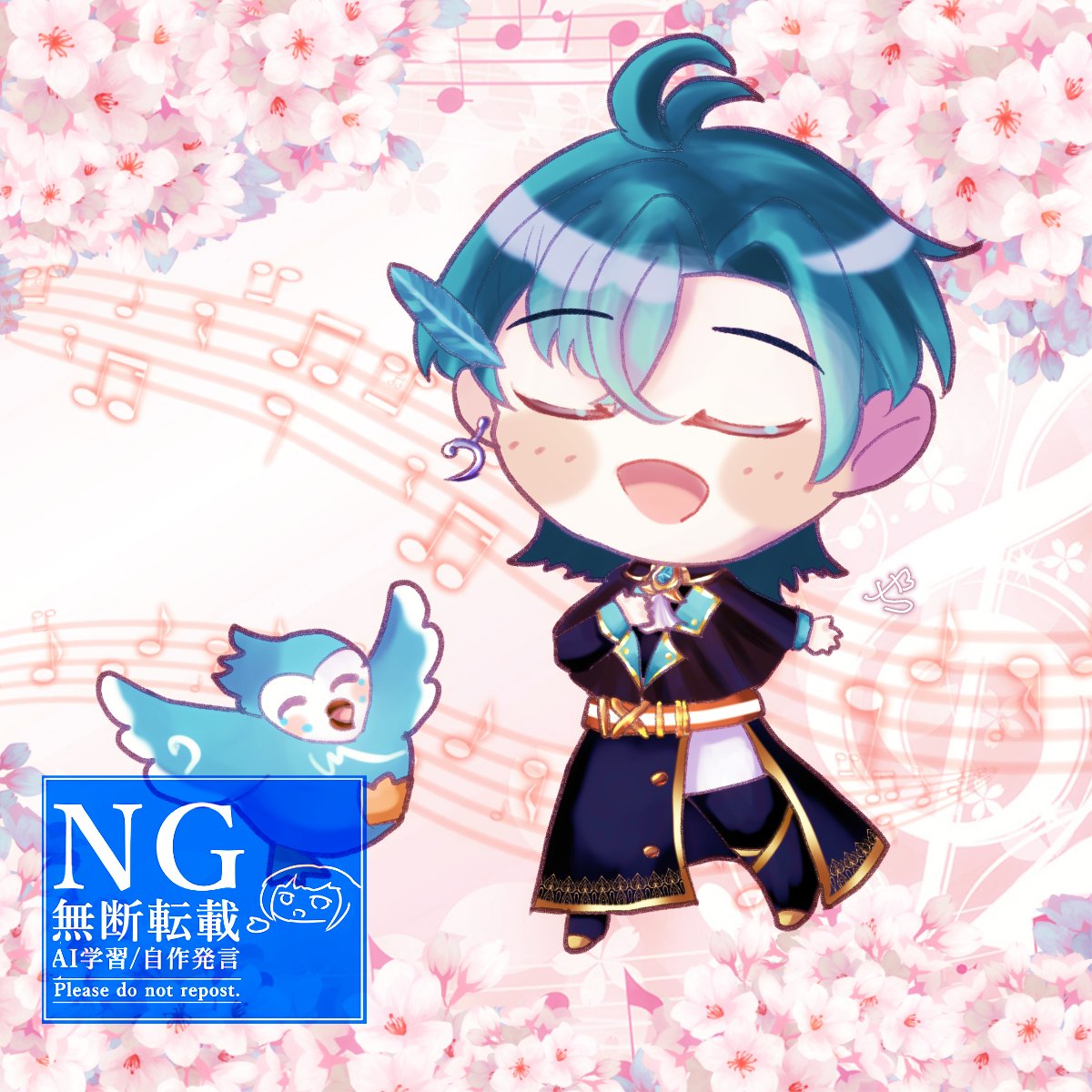 桜の花の下でお花見歌ぴぴちゃん！ 幸せの青い鳥～＼( 'ω')／ 最近僕の