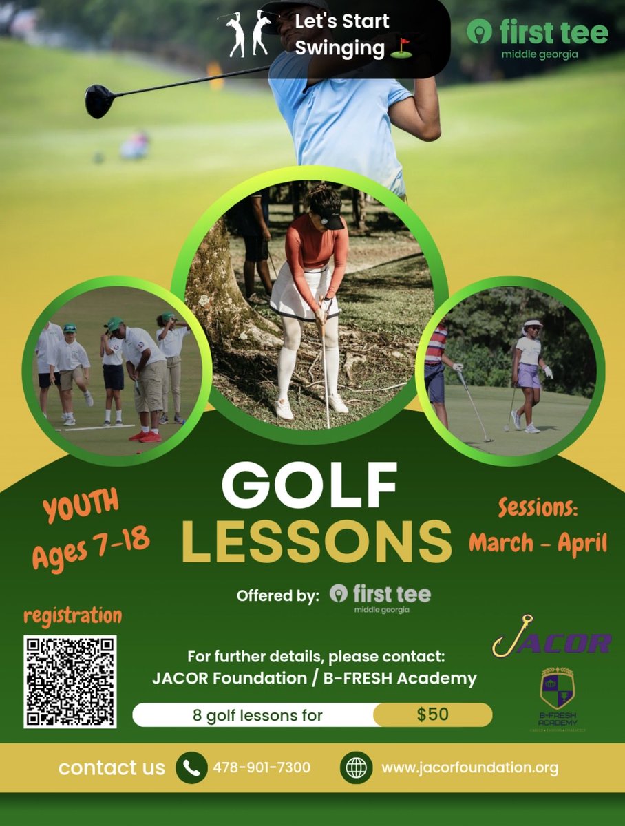 JonathanLPitts1's tweet photo. B Fresh &amp; JACOR are proudly promoting @FirstTee - Middle Georgia to educate &amp; introduce our young to the exciting game of golf. This sport offers valuable life lessons &amp; can benefit young people in countless ways, both on and off the course. Register today! https://t.co/0HOsuqFUaF