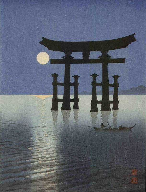 marysia_cc's tweet photo. Koho Shoda, Shrine Gate at Miyajima, 1930 https://t.co/GTA68OTyUE
