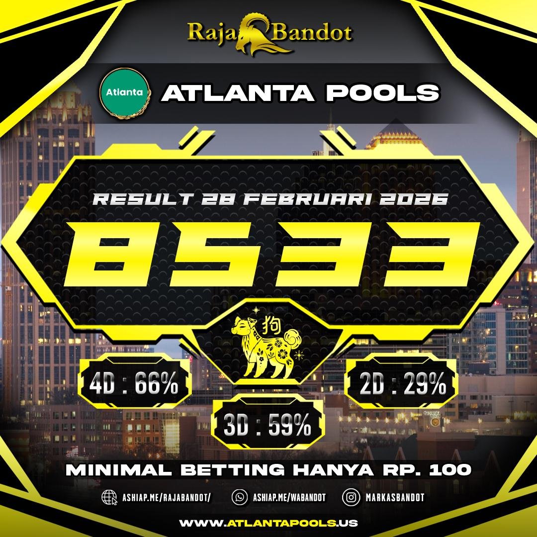 RAJABANDOT999's tweet image. ✨ INFO LENGKAP PENGELUARAN ATLANTA ✨ 
RESULT  : 🔥 8533 🔥 
SHIO :  ANJING
TANGGAL : 28 FEBRUARI 2026
SELAMAT KEPADA PEMENANG SALAM JACKPOT #ATLANTAPOOLS #RAJABANDOT_OFFICIAL2