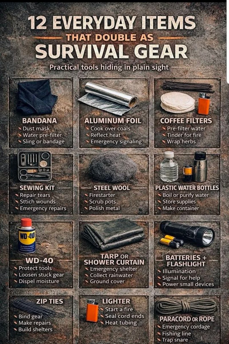 apexprepping's tweet photo. 12 everyday items that double as survival gear from Michigan preppers https://t.co/NJaa5qUw5n