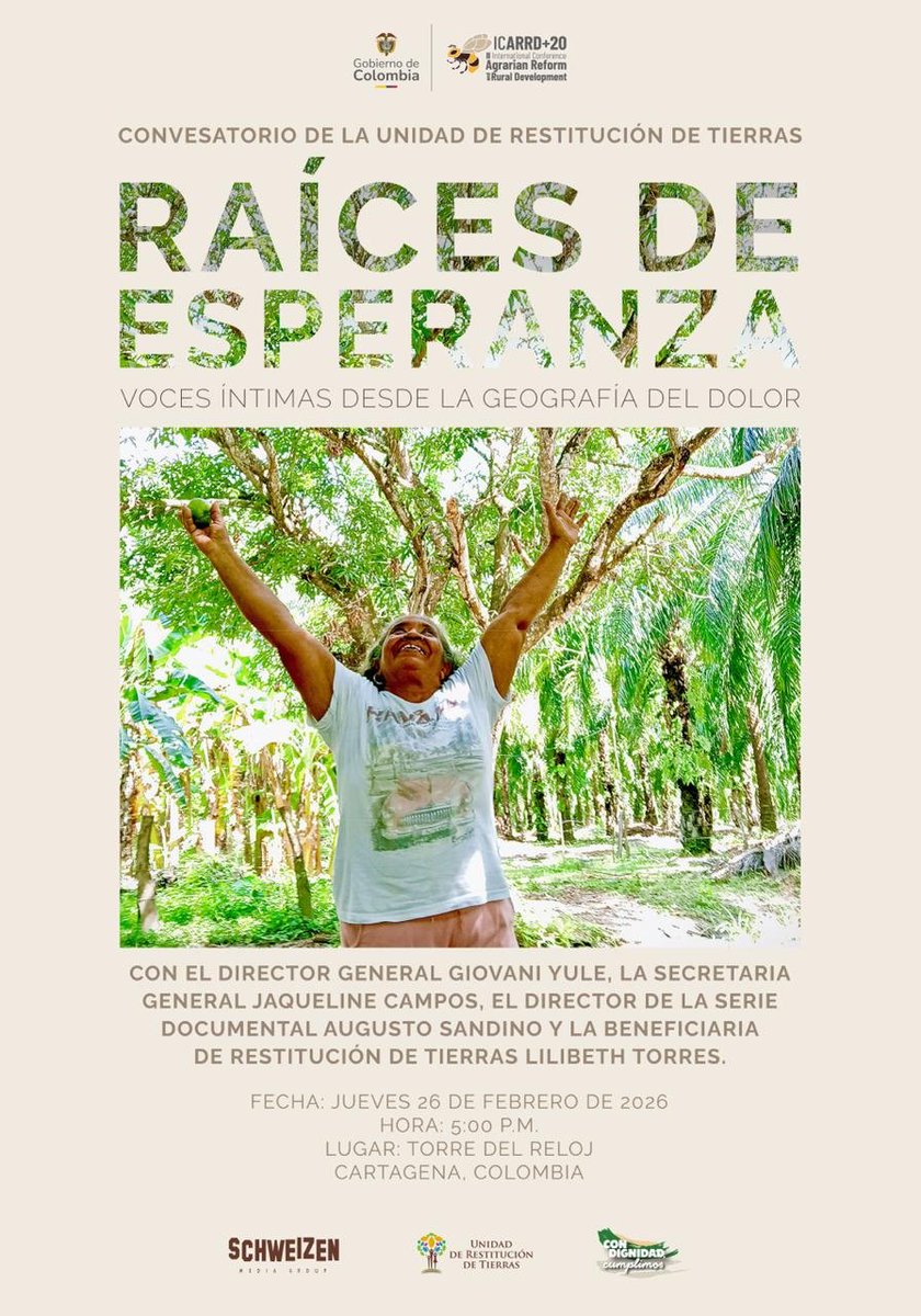 YackyCamposR's tweet photo. Raíces de Esperanza, voces íntimas desde la geografía del dolor, nos reunió para conversar sobre la fuerza y la dignidad de las mujeres en Colombia. Gracias a @OIMColombia, a Felipe Roldán y a Ligia Margarita Quessep Bitar, Embajadora de Colombia en Italia, por su respaldo y acompañamiento institucional a este proyecto que nace desde la memoria y la esperanza. Contar sus historias es sembrar futuro. Recuperar la tierra es renacer.