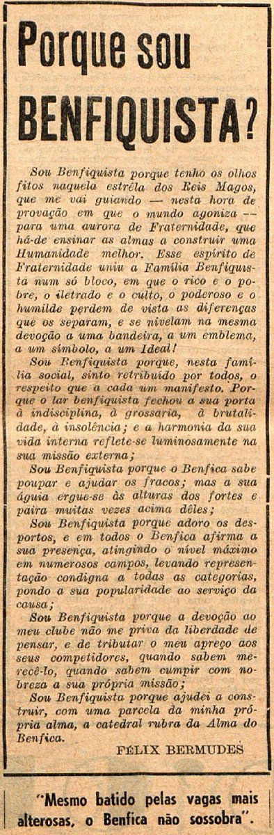 Que o sonho de Cosme Damião, Félix Bermudes, dos fundadores e os seus pergaminhos continuem a ser respeitados e que sejamos sempre o "clube lutador, que nunca encontrou rival neste nosso 🇵🇹"

Viva o Velho Clube Campeão 
Viva o Sport Lisboa e Benfica

Parabéns, meu amor ❤️🦅