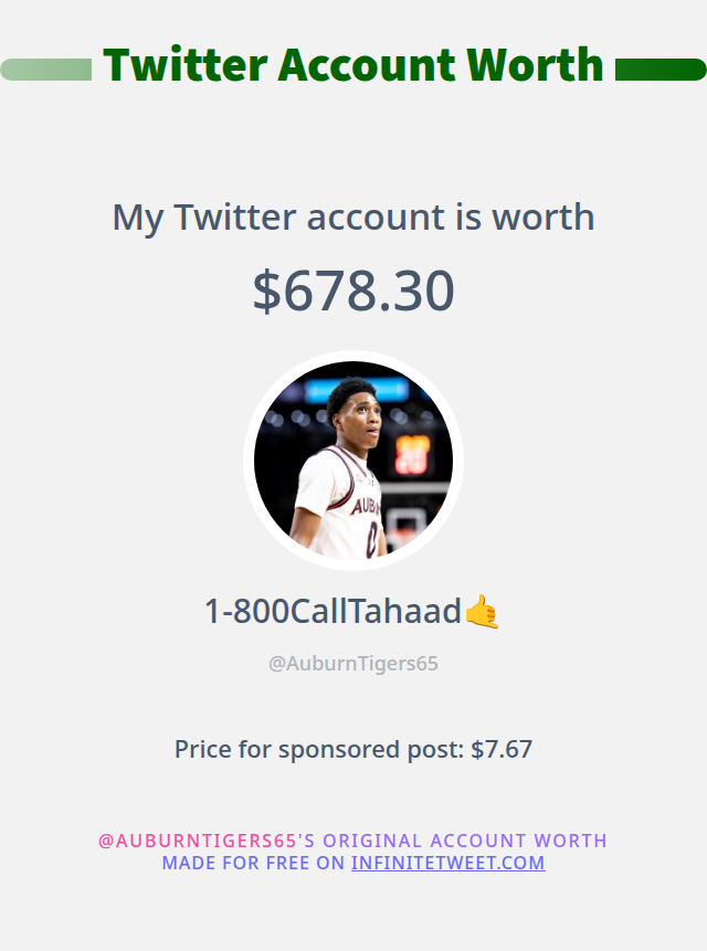 My Twitter worth is: $678.30

➡️ infinitetweet.me/account-worth