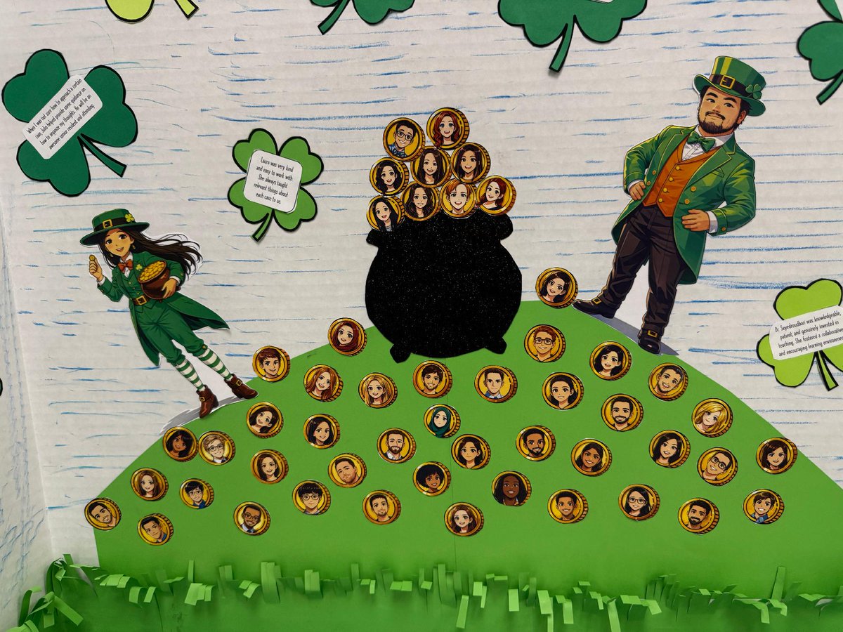 WashUNeurology's tweet photo. Happy #ThankaResident and #ThankaFellow day to all of our trainees! They truly are *pure gold!* 🍀
Pictures are from the St. Patrick's Day themed resident celebration. https://t.co/RxY6o7QvC3