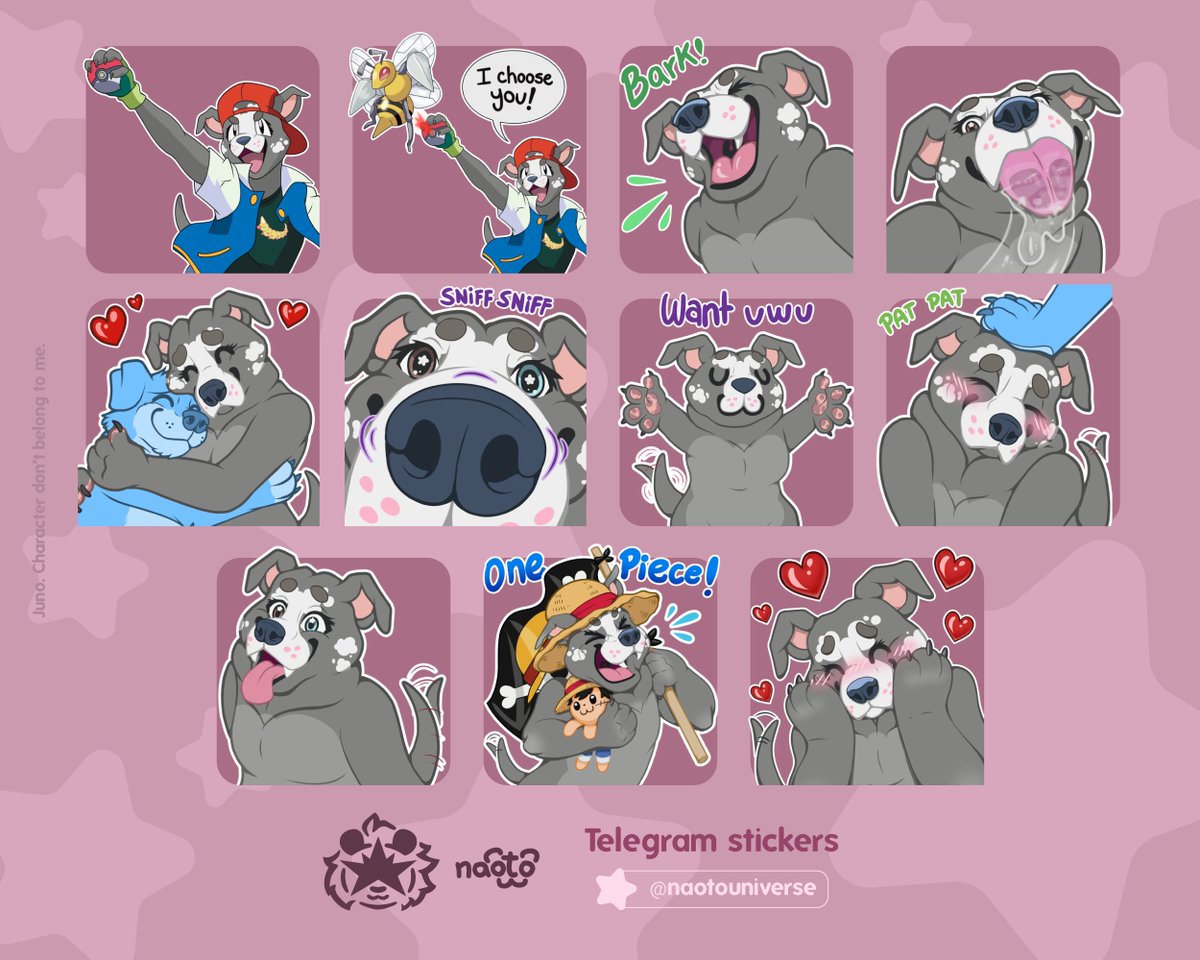 𝙃𝙖𝙥𝙥𝙮 𝙋𝙤𝙠𝙚́𝙢𝙤𝙣 𝘿𝙖𝙮! For Juno. Thank you so much again! 🐶💕🐝

Stickers info here (t.me/naotosuniverse…)⬅️ or dm please

Happy weekend, little stars! ✨

#furry #telegramstickers #telegram #sticker #pitbull #pokemon #Pokemon30 #OnePiece #Luffy #monkeydluffy