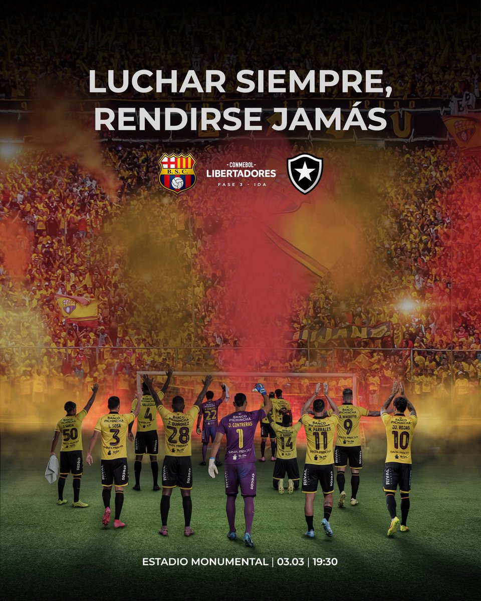 BarcelonaSC's tweet photo. Mañana arranca la venta de entradas para vivir una nueva noche de CONMEBOL Libertadores en casa 🏟️🔥

💻 Detalles: https://t.co/TB2AgDv3Mx https://t.co/0hE2uBhsDg