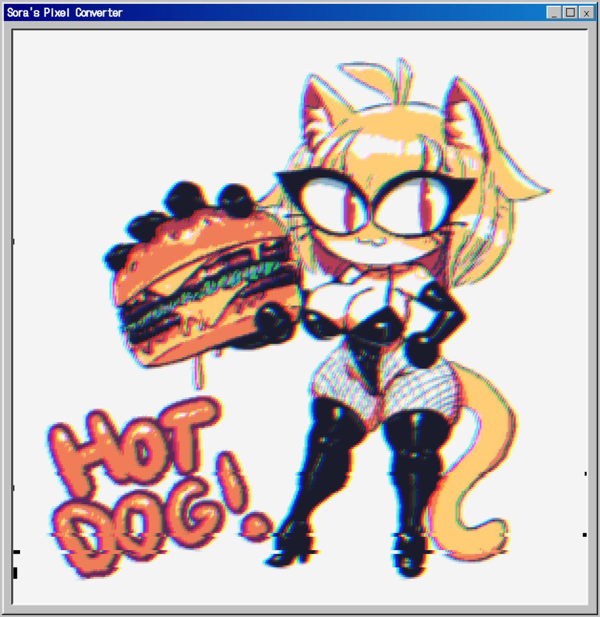 GaussCannonNSFW's tweet photo. Sora's Pixel Converter thingus is kinda neato 🍔 https://t.co/IJ8qb2tWn4