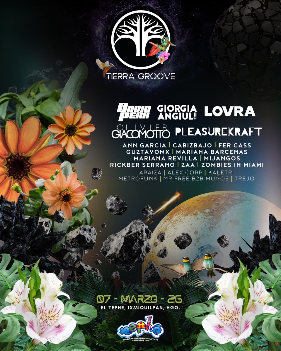 majomontemayor's tweet photo. 🚨LINEUP COMPLETO! 🚨
Esta es la alineación para Tierra Groove 2026 🤩 Todo está listo para la edición más grande del festival hasta ahora: El 7 de marzo se escribirár un nuevo capítulo hasta el amanecer.

📍 Parque Acuático El Tephe, Ixmiquilpan
🎟 Últimos boletos: https://t.co/YbO0vSMpgl