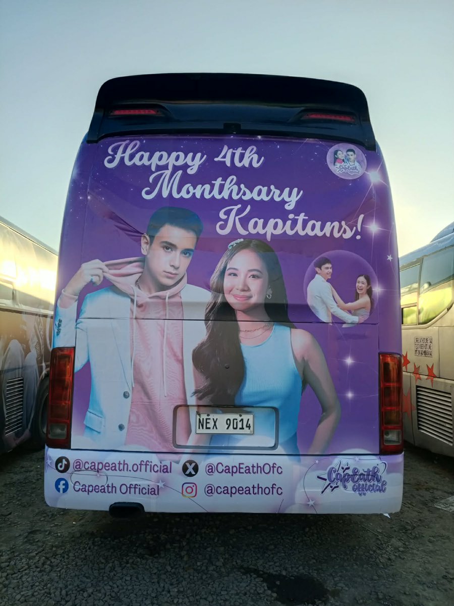 CapEathOfc's tweet photo. KAPITans, excited na ba kayo???
Here’s our CapEath Bus — babyahe na papuntang Big Night! 🚍✨
Let’s all pray for a smooth and safe journey later.

To all KAPITans, please wear purple and come find our bus to take photos 📸
Don’t forget to use our hashtag:

#CapEath4OURBigWinner 

HAPPY 4TH MONTHSARY KAPITANS💜✨

BBS CAPEATH
