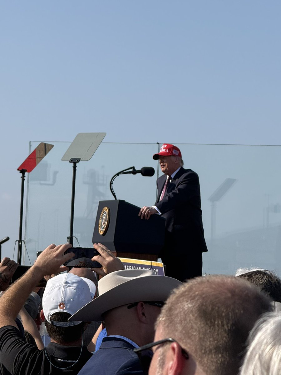 ElectAHinojosa's tweet photo. Today Corpus Christi welcomed President @realDonaldTrump to the Port of Corpus Christi, where he laid out a bold vision for American energy dominance and highlighted the critical role our port plays in fueling the future of Texas and the United States. The Port of Corpus Christi stands as a gateway to global markets, supporting jobs, strengthening our economy, and reinforcing our nation’s energy security.

Texas leads, and the Coastal Bend is at the center of that leadership. When we invest in our ports, our producers, and our energy workforce, we invest in American strength and prosperity. The future of energy runs through South Texas, and we are just getting started!