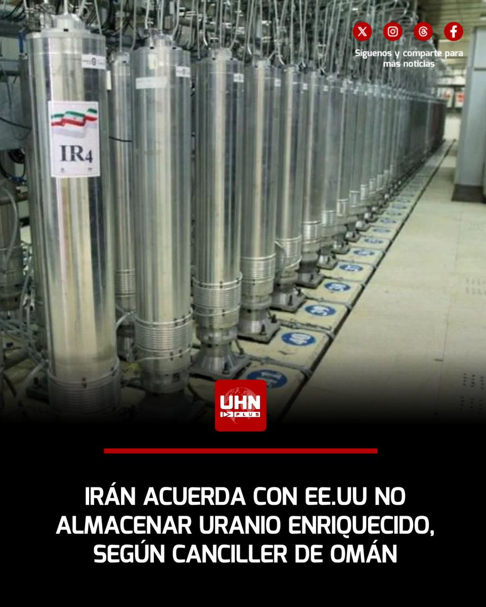 🇮🇷🇺🇸‼️ | Según declaraciones del canciller de Omán, el régimen de Irán ha acordado con Estados Unidos no almacenar uranio enriquecido, un paso crucial para prevenir un conflicto armado, mientras se busca una solución en los próximos meses. Este pacto incluye la reducción de