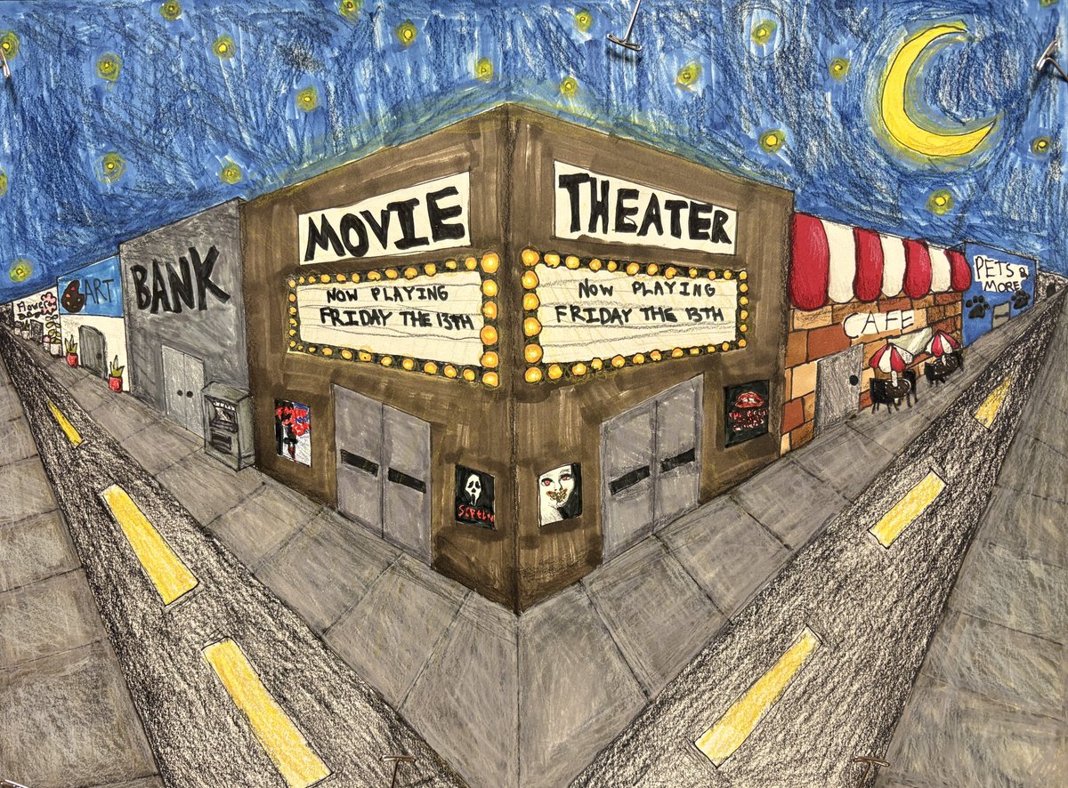 ArtWaggoner's tweet photo. Cityscapes by Intro to 2D artists. https://t.co/HKrFbhLJoO