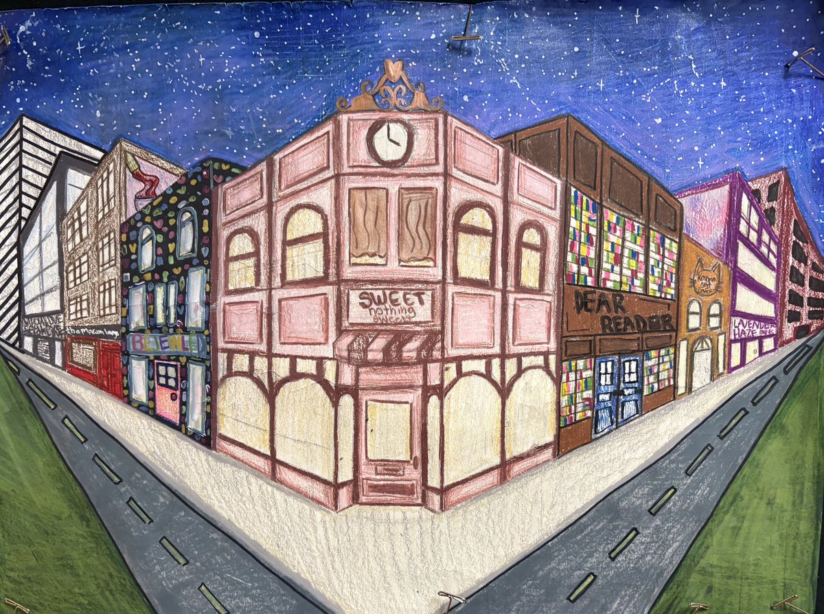 ArtWaggoner's tweet photo. Cityscapes by Intro to 2D artists. https://t.co/HKrFbhLJoO