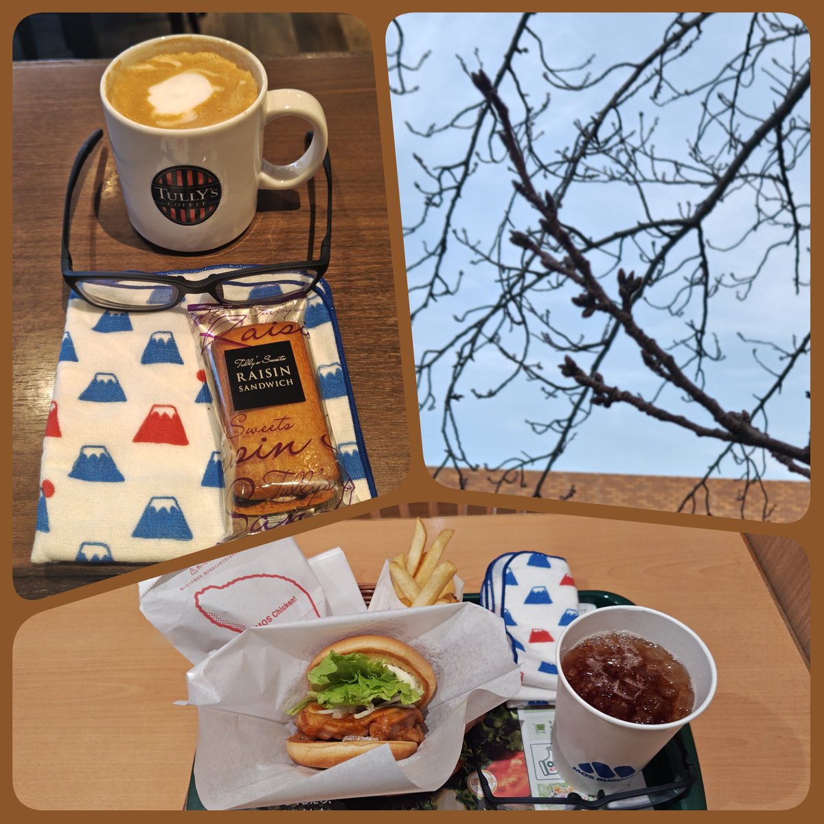 朝40分歩いて桜のつぼみを確認🌸

モスバーガーを楽しんで安定のタリーズコーヒーでマッサージ前の一服☕️

今年は色々です行けないけどまた旅行行きたいな