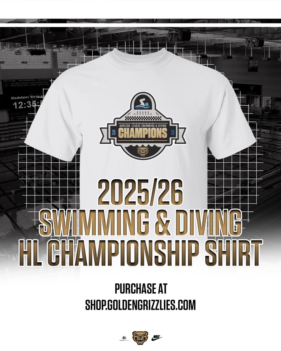 OAK_Swim_Dive's tweet photo. The Championship T-Shirt is ๐๐๐๐! ๐ป๐
Grab your shirt to celebrate your 2025-26 Horizon League Swimming and Diving Champions!
Visit https://t.co/rNTJapG5kI to order
#UnleashTheGrizz | #OUPRIDE https://t.co/qWp6FV8V1j