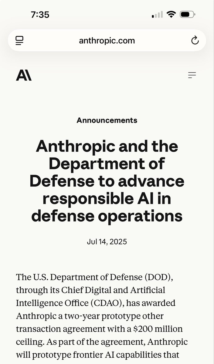 YoThisWay's tweet photo. Anthropic’s 200M agreement with the Department of War is done. 

https://t.co/juG5mPYNqO https://t.co/9MdOAYuWDq