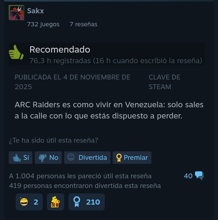 SoloEnSteam's tweet photo. Reseña de ARC Raiders https://t.co/M7Vs6uV8Cn