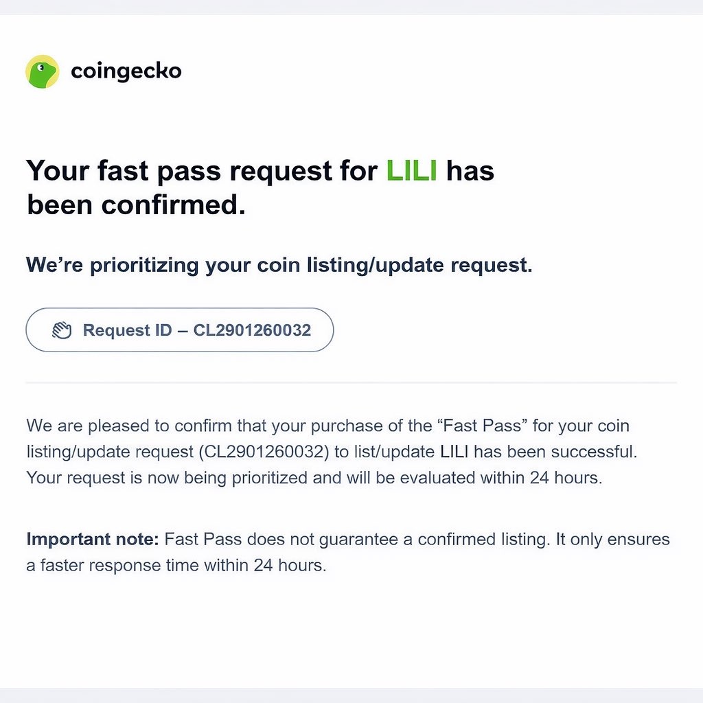 doing fast pass request for $lili on <a href="/coingecko/">CoinGecko</a>