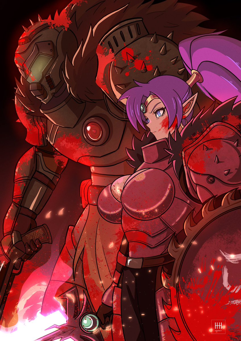 "My dance pumps ya full of bloodlust—now charge and butcher those bastards like Captain Jeralt!"

COM Done 

And here's a new crossover! Shantae visits the world of Doom, and together with the Doomslayer they'll achieve-…. Mmmm…. I've never played Doom, but it's sure to be