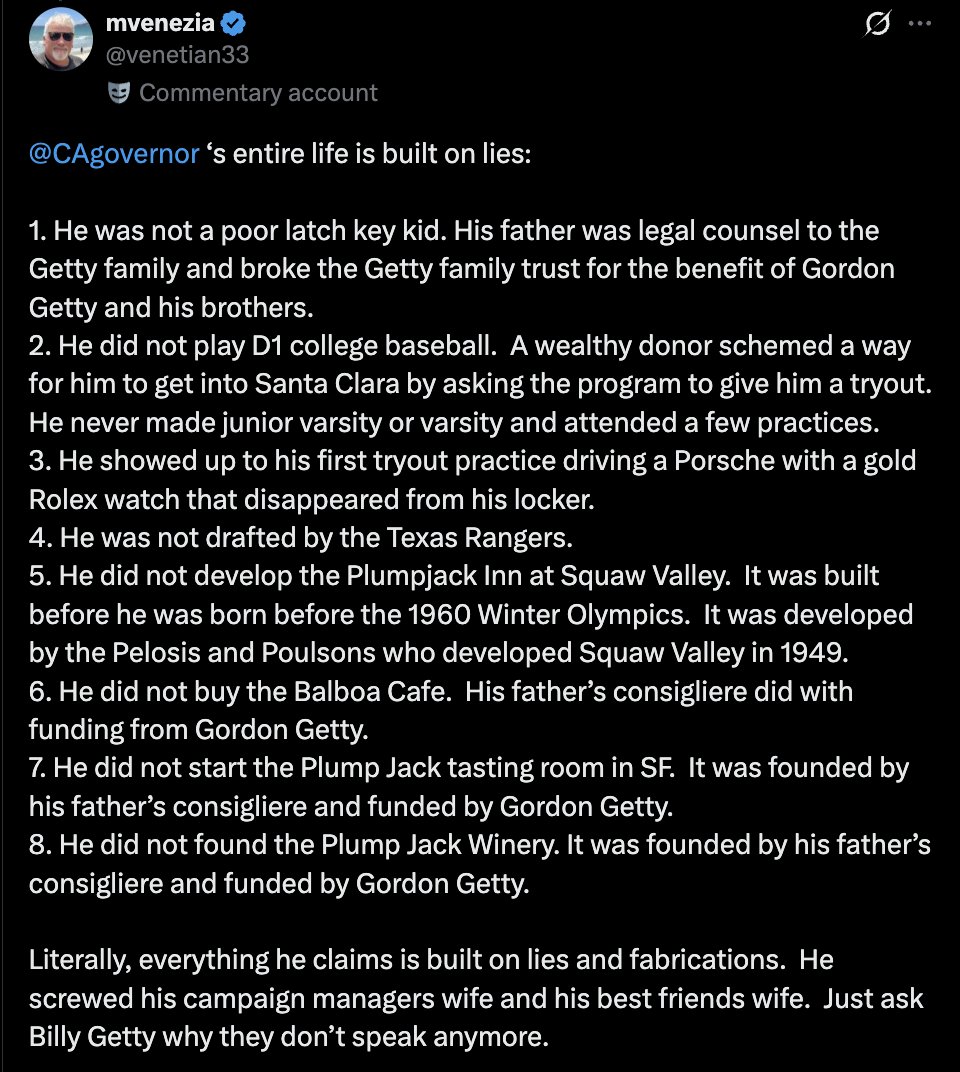 In his book, Gavin Newsom whines that his dad leased him a used car instead of buying him a new car when he turned 16.

According to a source, that car was a Porsche.