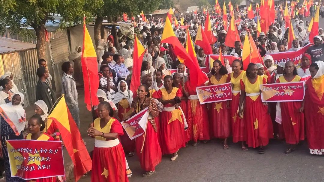 tigraionline's tweet photo. @GizachewMulune2 Today, the people of #Tigray sent a thunderous message to the world. Massive demonstrations erupted in every major city—from Mekelle to Shire—showing that while our resilience is deep, our patience is officially exhausted. The time for empty promises is over. #TigrayProtests https://t.co/7Xr6Fnis36
