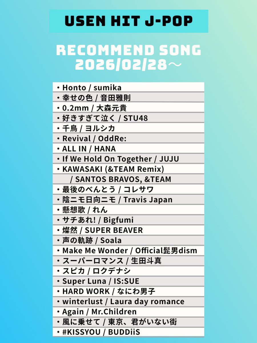 USEN HITS!（有線放送） tweet media