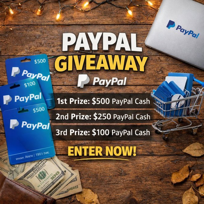Hey_AsiiF's tweet image. 💰 PAYPAL $500 GIVEAWAY 💰

Win FREE PayPal Cash instantly!
1st – $500
2nd – $250
3rd – $100

Real winners. Real money. No tricks.

Follow me (so I can DM you)
@Hey_AsiiF

Like and Retweet
Reply “PAYPAL”

Winners announced soon ⏳

#giveway #paypal #earning