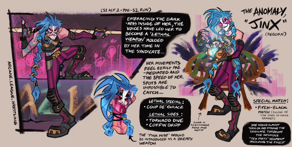 Fishbonedaggers's tweet photo. (ALW au) - the entire Jinx saga (career run) #arcane #jinx https://t.co/0gDQBiZIpo