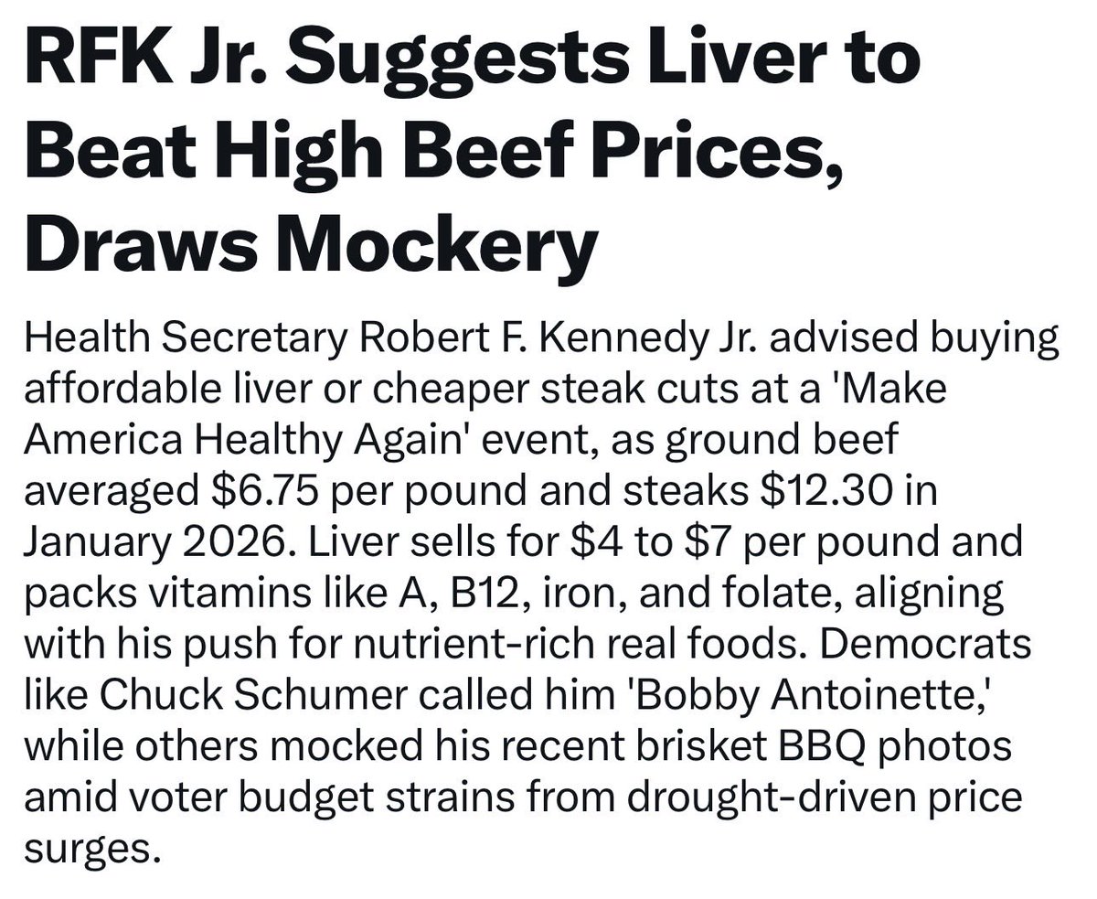 Can’t make this shit up…

MAGA: Grocery prices are down. 

MAGA: Eat liver if you can’t afford beef.