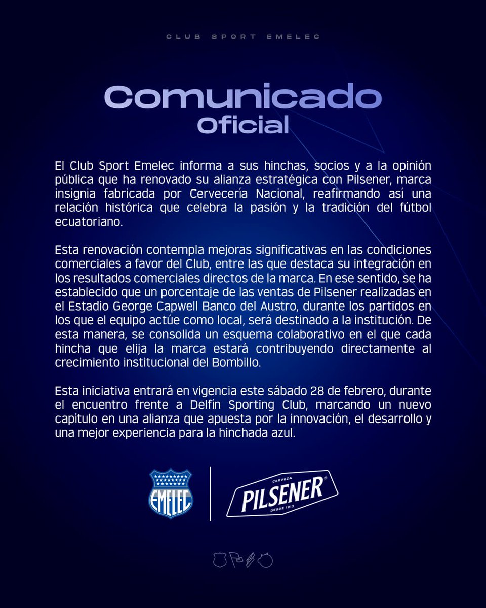 Josem79's tweet photo. @PilsenerEcuador y el @CSEmelec renuevan su alianza. https://t.co/Wjfkr5g6VS