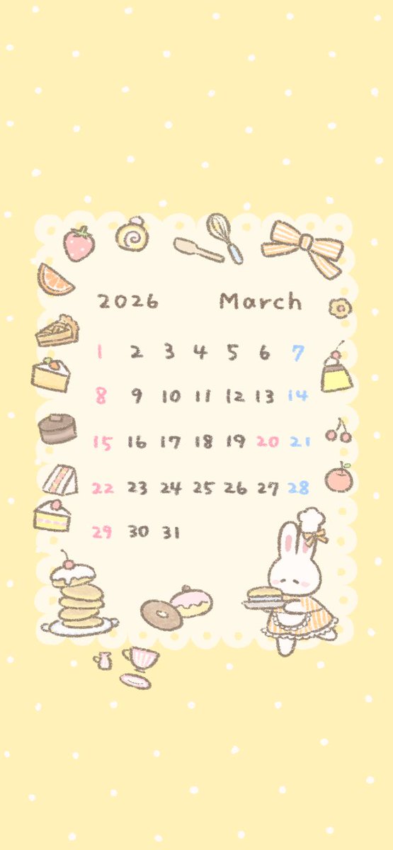 来月のカレンダーです🍰